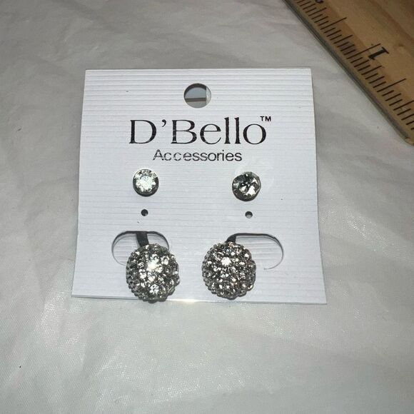 D’Bello Silver Tone and Crystal Hugger Earrings - Picture 1 of 6